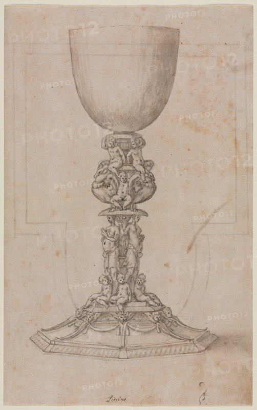 Design for a Chalice (recto), mid 1500s. Creator: Luzio Romano (Italian, active 1528-75).