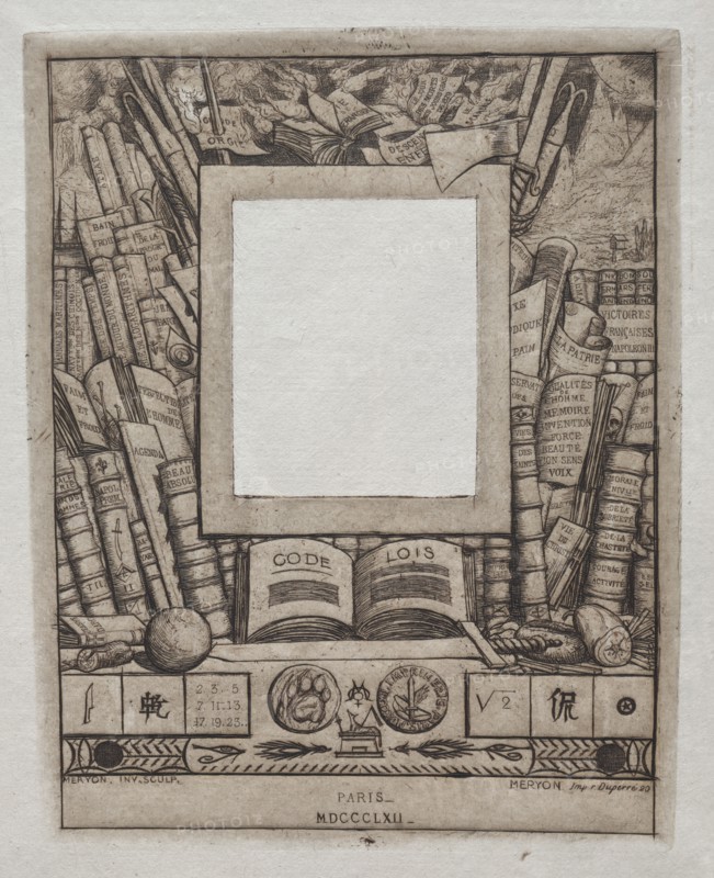 Design for a Frame for the Portrait of Armand Guéraud, 1862. Creator: Charles Meryon (French, 1821-1868).