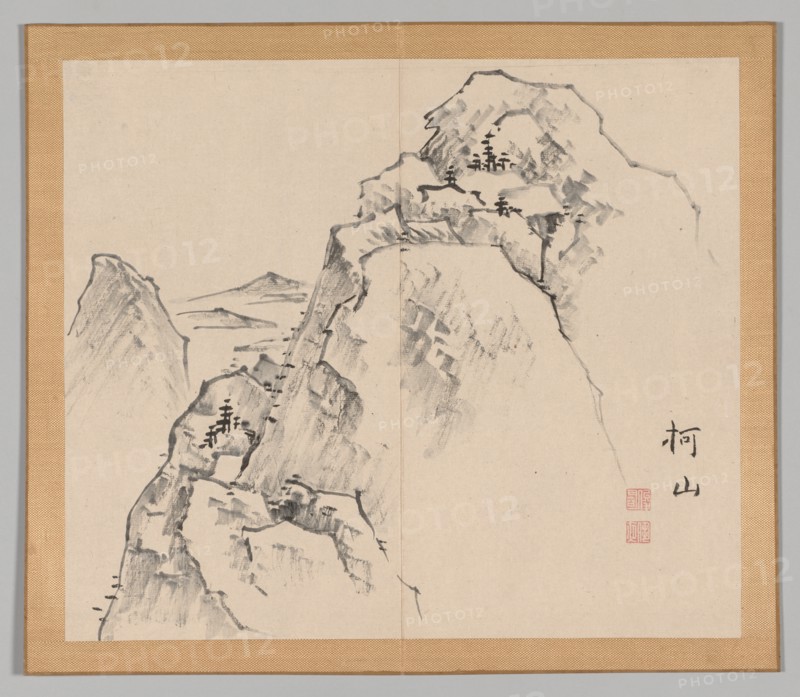 Double Album of Landscape Studies after Ikeno Taiga, Volume 1 (leaf 27), 18th century. Creator: Aoki Shukuya (Japanese, 1789).