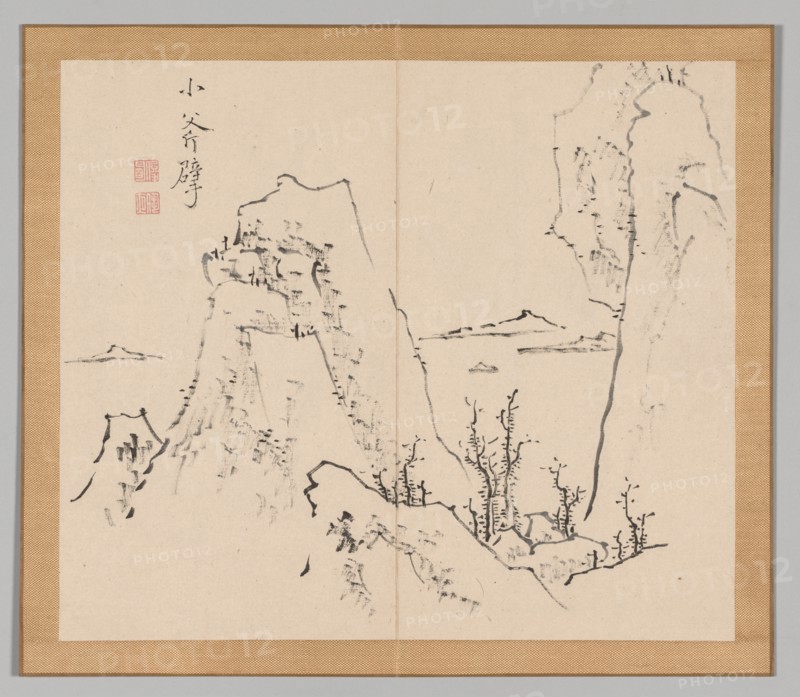 Double Album of Landscape Studies after Ikeno Taiga, Volume 1 (leaf 8), 18th century. Creator: Aoki Shukuya (Japanese, 1789).