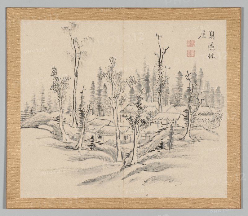 Double Album of Landscape Studies after Ikeno Taiga, Volume 2 (leaf 23), 18th century. Creator: Aoki Shukuya (Japanese, 1789).
