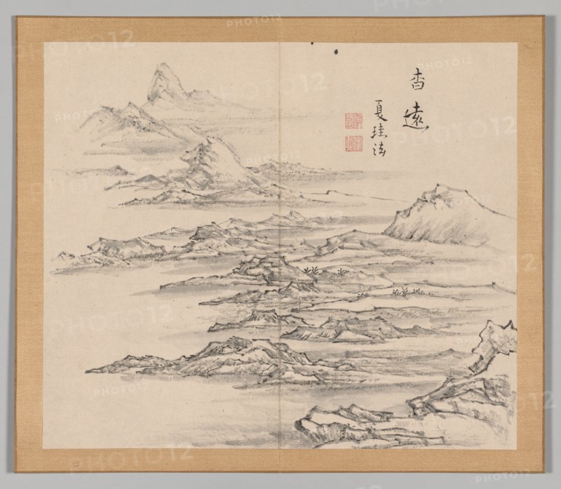 Double Album of Landscape Studies after Ikeno Taiga, Volume 2 (leaf 5), 18th century. Creator: Aoki Shukuya (Japanese, 1789).