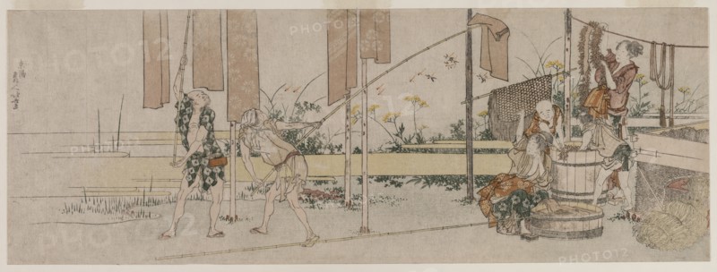 Dyers at Work, c. 1800. Creator: Katsushika Hokusai (Japanese, 1760-1849).