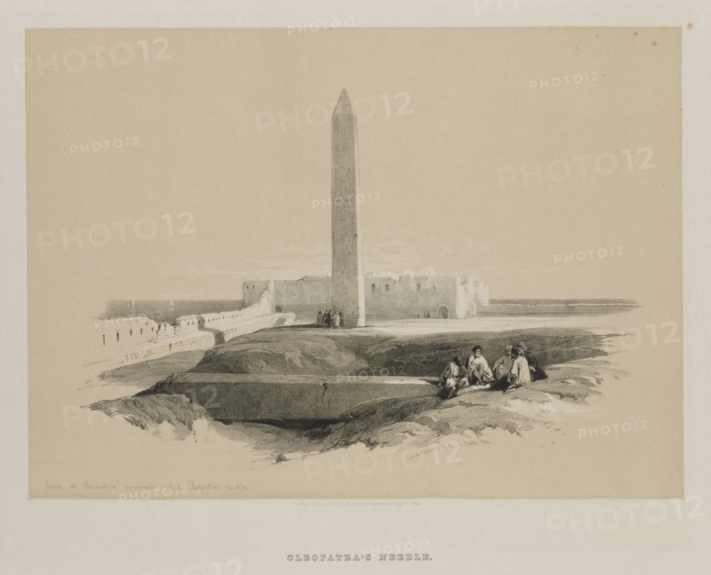 Egypt and Nubia, Volume I: Obelisk at Alexandria, Commonly called Cleopatra's Needle, 1846. Creator: Louis Haghe (British, 1806-1885); F.G.Moon, 20 Threadneedle Street, London.