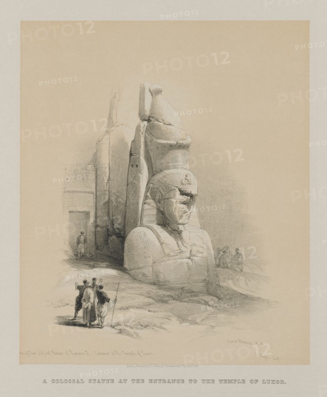 Egypt and Nubia, Volume I: One of Two Colossal Statues of Rameses II..., 1847. Creator: Louis Haghe (British, 1806-1885); F.G.Moon, 20 Threadneedle Street, London.