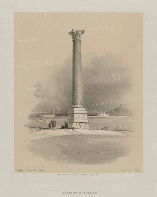 Egypt and Nubia, Volume I: Pompey's Pillar, Alexandria, 1846. Creator: Louis Haghe (British, 1806-1885); F.G.Moon, 20 Threadneedle Street, London.