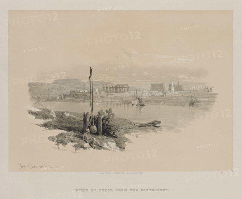 Egypt and Nubia, Volume I: Ruins of Luxor from the South-West, 1846. Creator: Louis Haghe (British, 1806-1885); F.G.Moon, 20 Threadneedle Street, London.