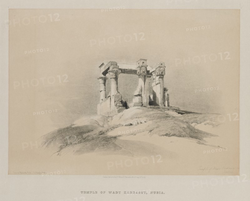 Egypt and Nubia, Volume I: Temple of Wady Kardassy in Nubia, 1846. Creator: Louis Haghe (British, 1806-1885); F.G.Moon, 20 Threadneedle Street, London.