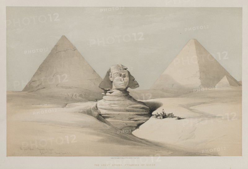 Egypt and Nubia, Volume I: The Great Sphinx, Pyramids of Gezeeh, 1846. Creator: Louis Haghe (British, 1806-1885); F.G.Moon, 20 Threadneedle Street, London.