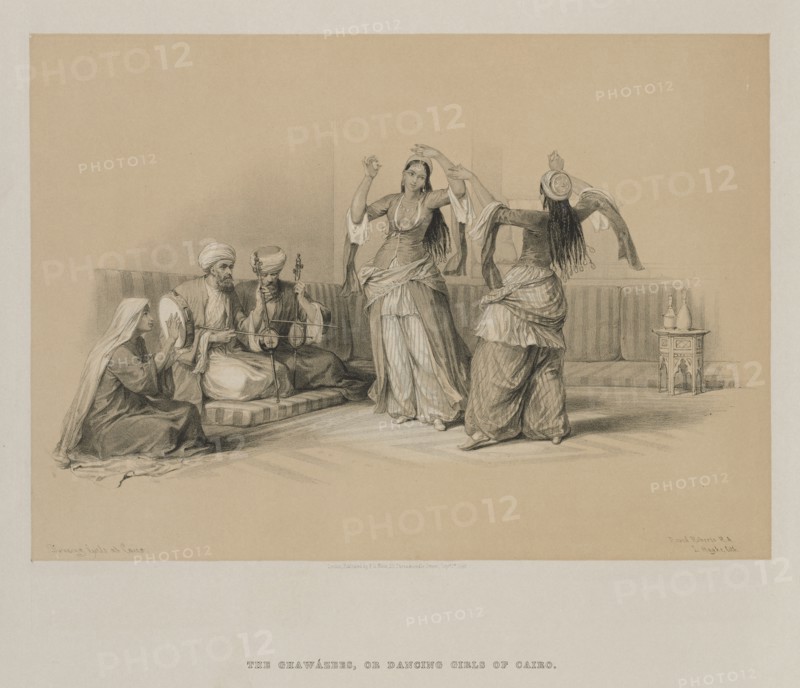 Egypt and Nubia, Volume III: Dancing Girls at Cairo, 1849. Creator: Louis Haghe (British, 1806-1885).