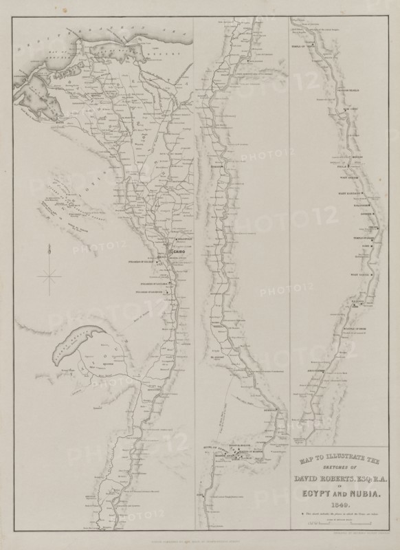 Egypt and Nubia, Volume III: Map to Illustrate the Sketches of David Roberts, Esq...1849, 1849. Creator: Louis Haghe (British, 1806-1885); F.G.Moon, 20 Threadneedle Street, London.