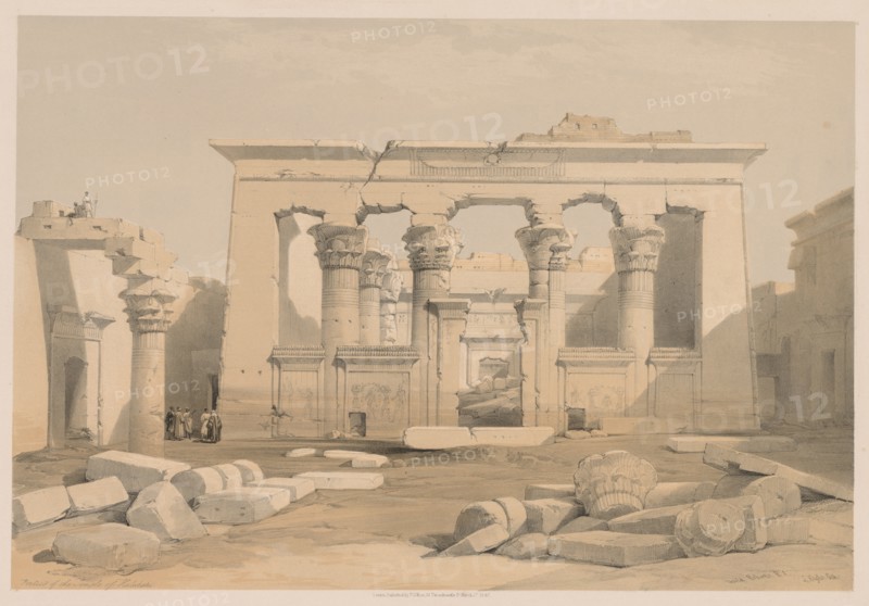 Egypt and Nubia: Volume I - No. 28, Portico of the Temple of Kalabshi, 1838. Creator: Louis Haghe (British, 1806-1885).