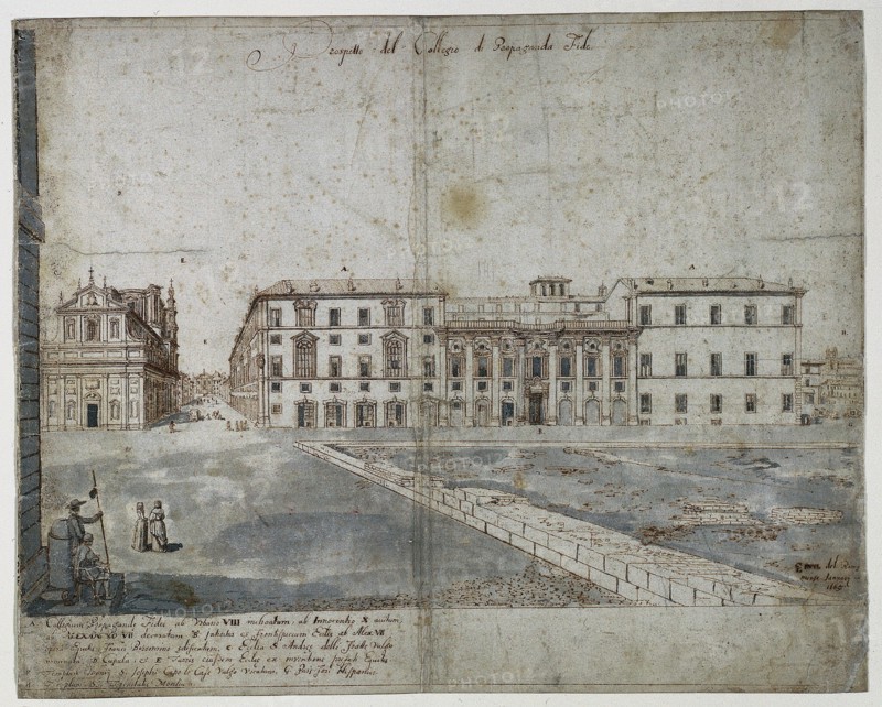 Eighteen Views of Rome: The Collegio di Propaganda Fide (recto), 1665. Creator: Lievin Cruyl (Flemish, c. 1640-c. 1720).