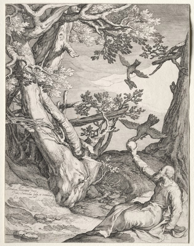 Elijah in the Wilderness Fed by Ravens, 1604. Creator: Jan Saenredam (Dutch, 1565-1607); Jan Saenredam (Dutch, 1565-1607).