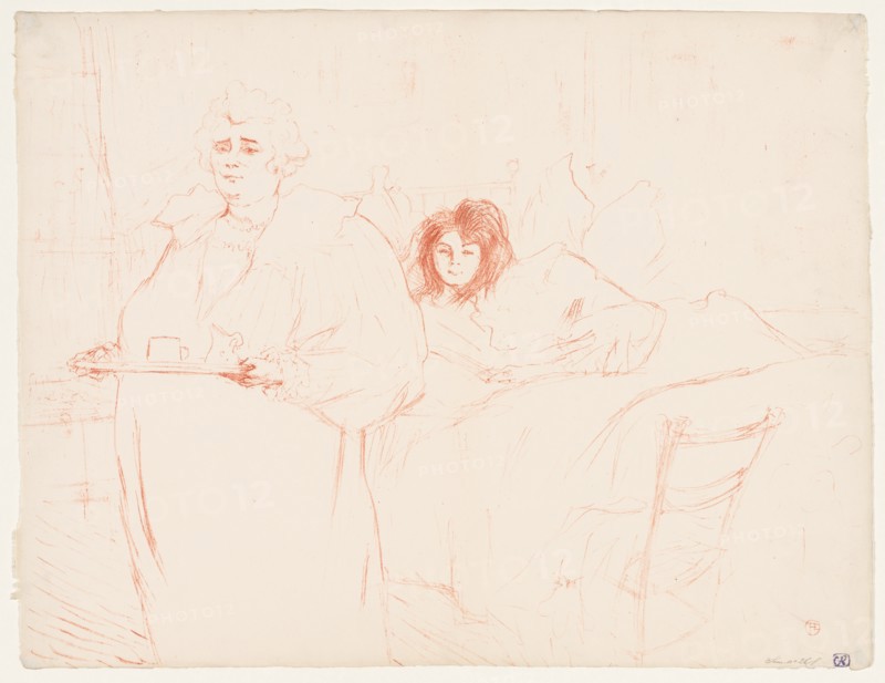 Elles: Woman Carrying a Tray, Mme. Baron and Mlle. Popo, 1896. Creator: Henri de Toulouse-Lautrec (French, 1864-1901).