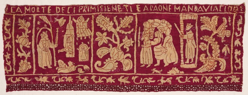 Embroidered Border: The Death of the First Born and the Israelites Sent Away, 1500s-1600s. Creator: Unknown.