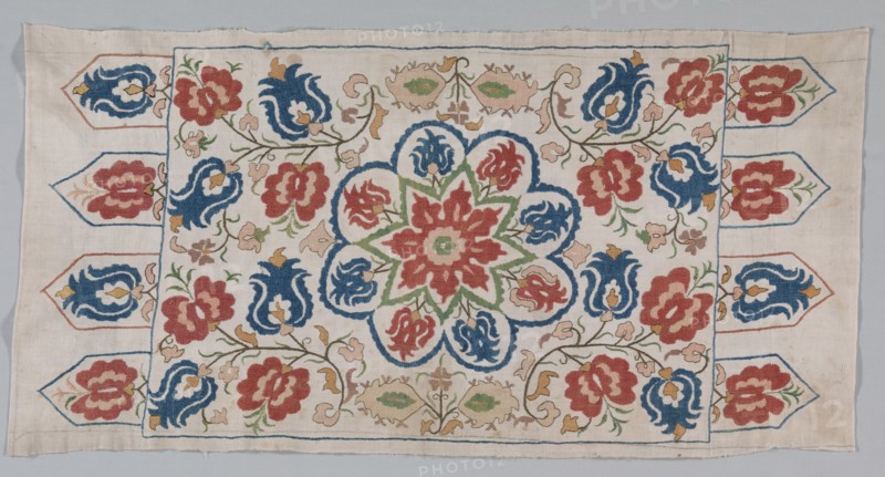 Embroidered cushion cover, 1700s. Creator: Unknown.