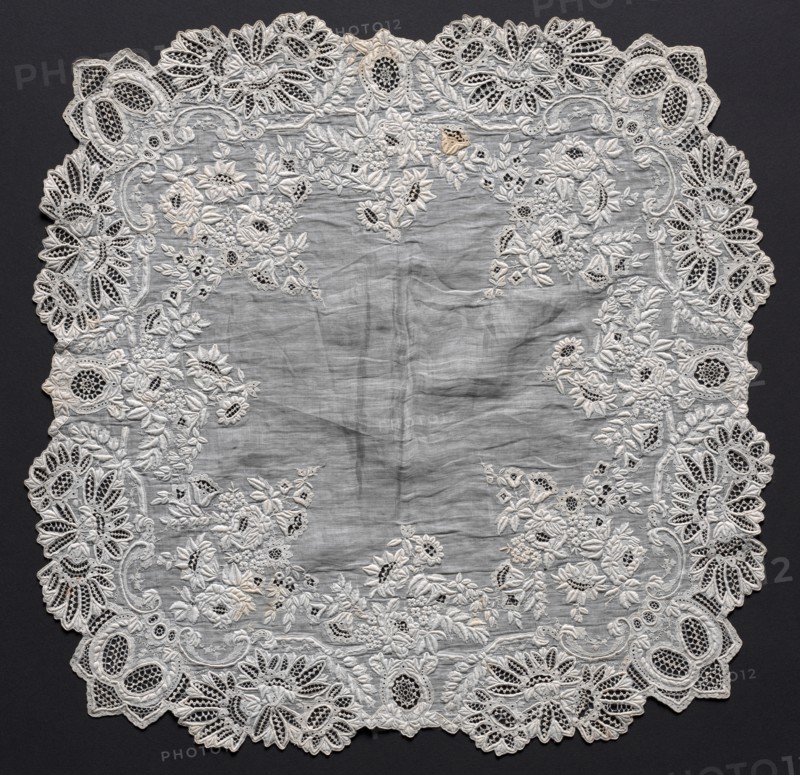 Embroidered Handkerchief, 19th century. Creator: Unknown.