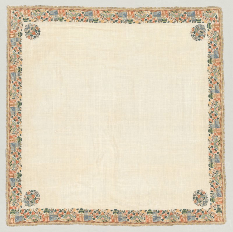 Embroidered head scarf, 1800s. Creator: Unknown.