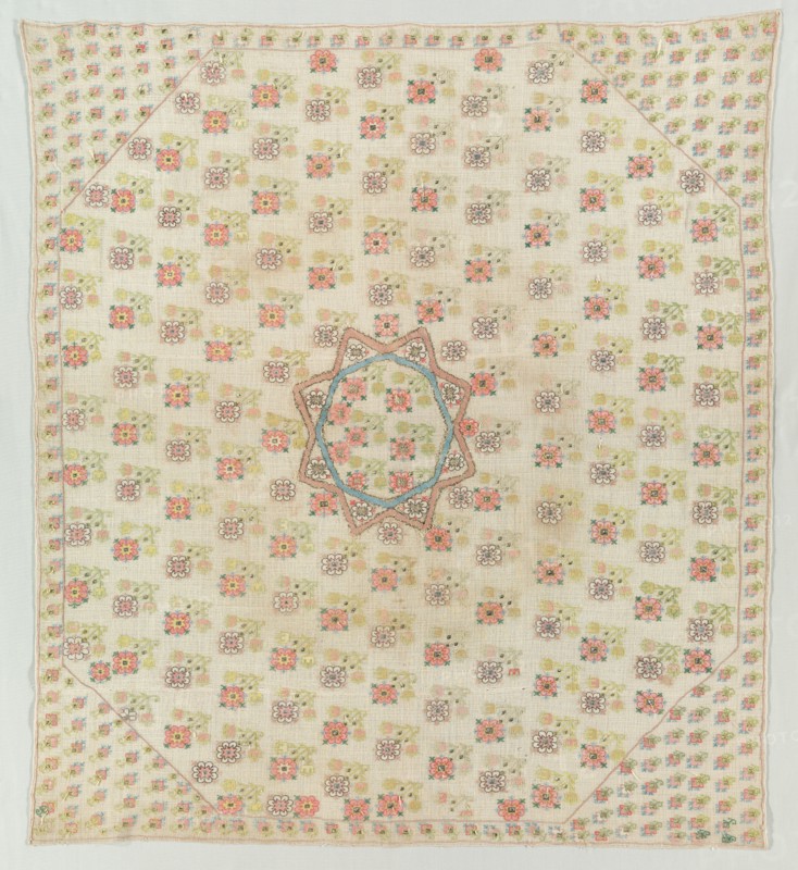 Embroidered Square, 19th century. Creator: Unknown.