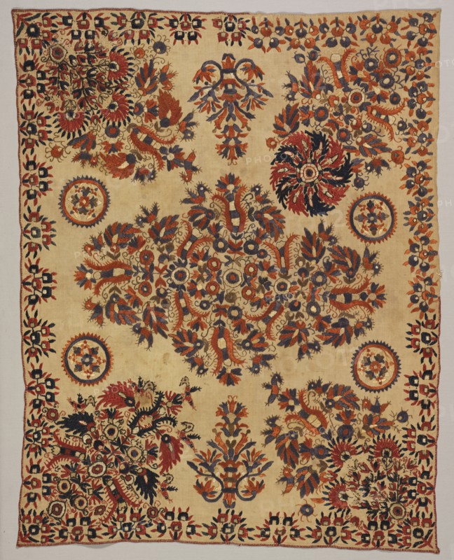 Embroidered Square, 1800s. Creator: Unknown.