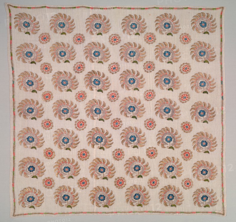 Embroidered Square, 19th century. Creator: Unknown.