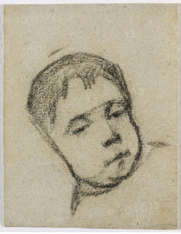 Emil Gauguin as a Child, Head on a Pillow, c. 1875-1876. Creator: Paul Gauguin (French, 1848-1903).