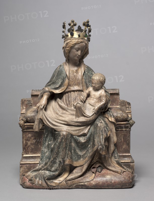 Enthroned Virgin with the Writing Christ Child, c. 1400. Creator: Unknown.