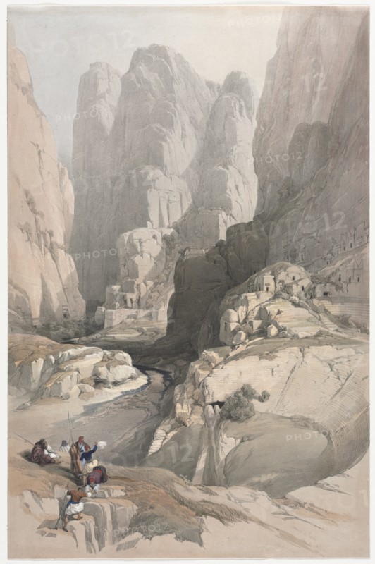 Entrance to Petra, the Theatre, 1839. Creator: David Roberts (British, 1796-1864).