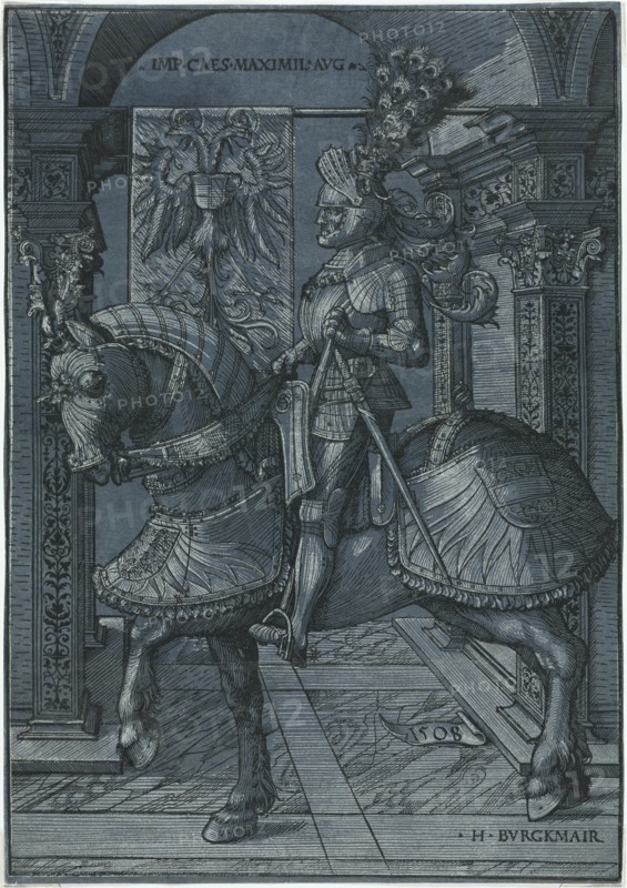 Equestrian Portrait of the Emperor Maximilian, 1508. Creator: Hans Burgkmair (German, 1473-1531).
