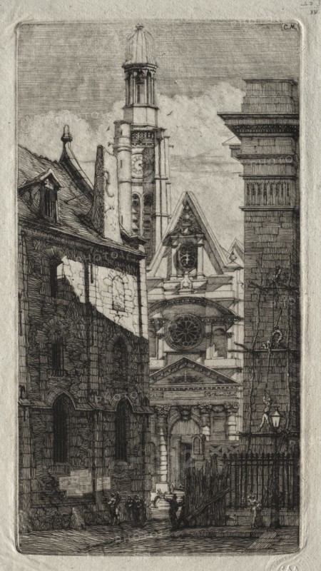 Etchings of Paris: Church of St. Stephen of the Mount, 1852. Creator: Charles Meryon (French, 1821-1868).