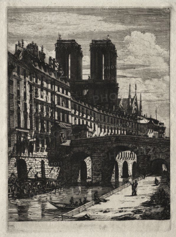Etchings of Paris: Le Petit Pont, 1850. Creator: Charles Meryon (French, 1821-1868).