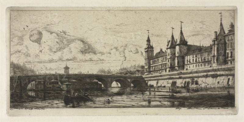 Etchings of Paris: The Exchange Bridge, 1854. Creator: Charles Meryon (French, 1821-1868).