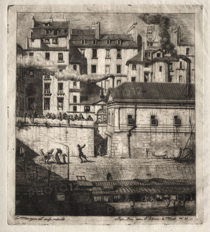 Etchings of Paris: The Mortuary, 1854. Creator: Charles Meryon (French, 1821-1868).