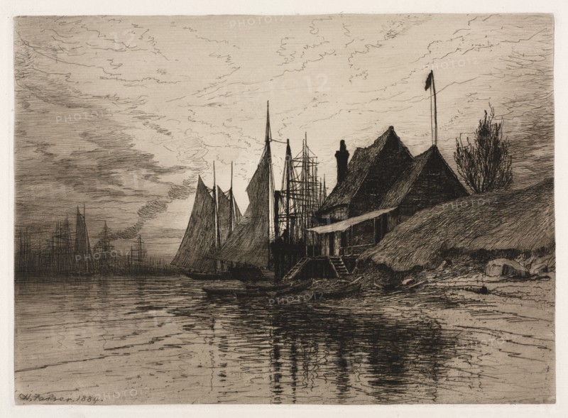 Evening, New York Harbor, 1884. Creator: Henry Farrer (American, 1843-1903).