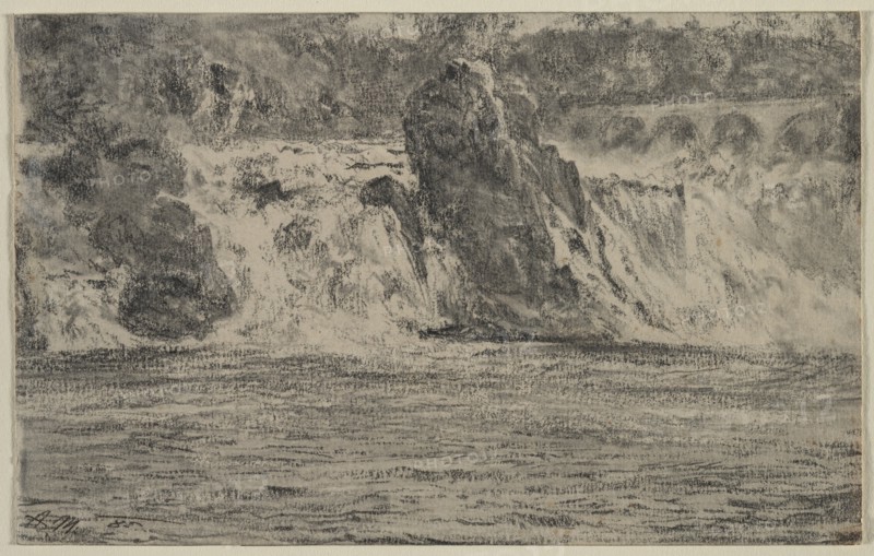 Falls of the Rhine at Schaffhausen (Rheinfall von Schaffhausen), 1885. Creator: Adolph von Menzel (German, 1815-1905).