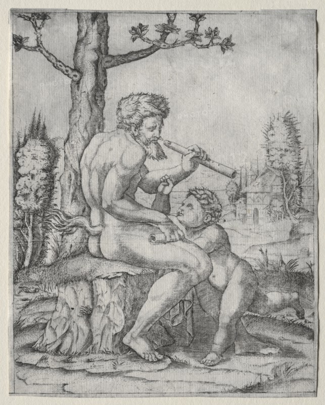 Faun and Child, c. 1509. Creator: Marcantonio Raimondi (Italian, 1470/82-1527/34).