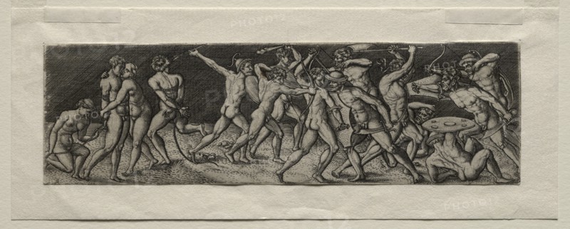 Fight between Eleven Warriors. Creator: Allaert Claesz (Netherlandish, fl. 1508-1534).