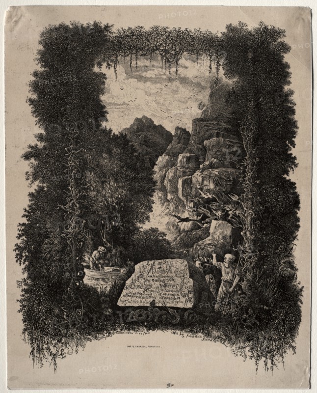 First frontispiece for Fables and Fairy-Tales by Thierry-Faletans, 1868. Creator: Rodolphe Bresdin (French, 1822-1885); G. Chariol.