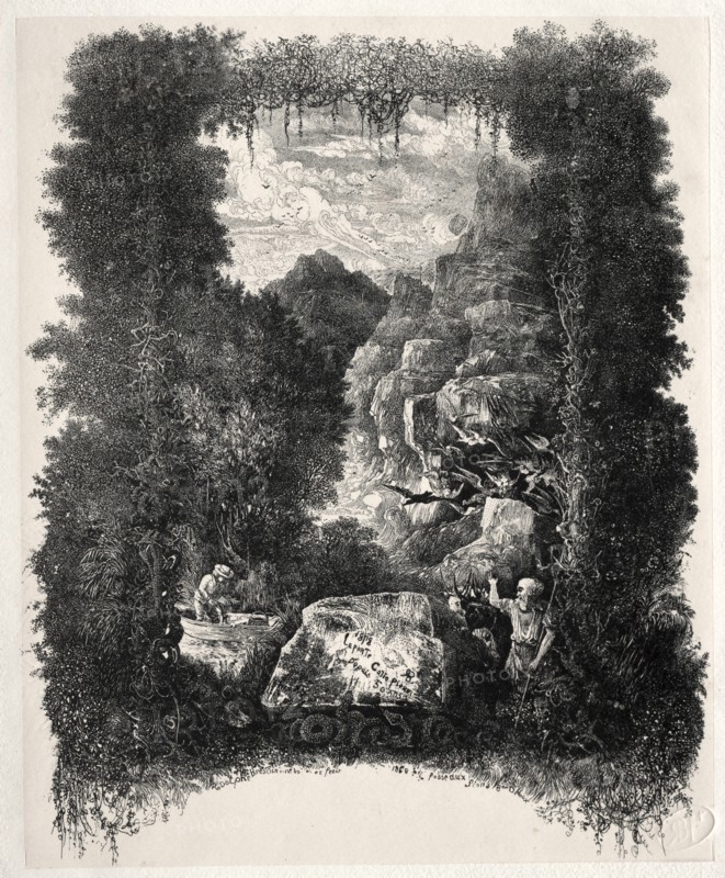 First frontispiece for Fables and Fairy-Tales by Thierry-Faletans, 1868. Creator: Rodolphe Bresdin (French, 1822-1885).