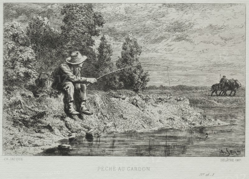Fishing. Creator: Charles-Émile Jacque (French, 1813-1894).