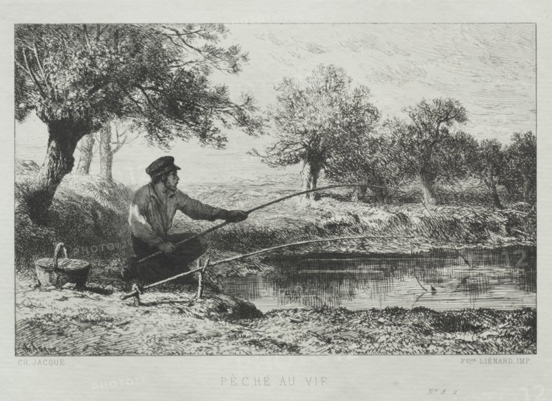 Fishing. Creator: Charles-Émile Jacque (French, 1813-1894).