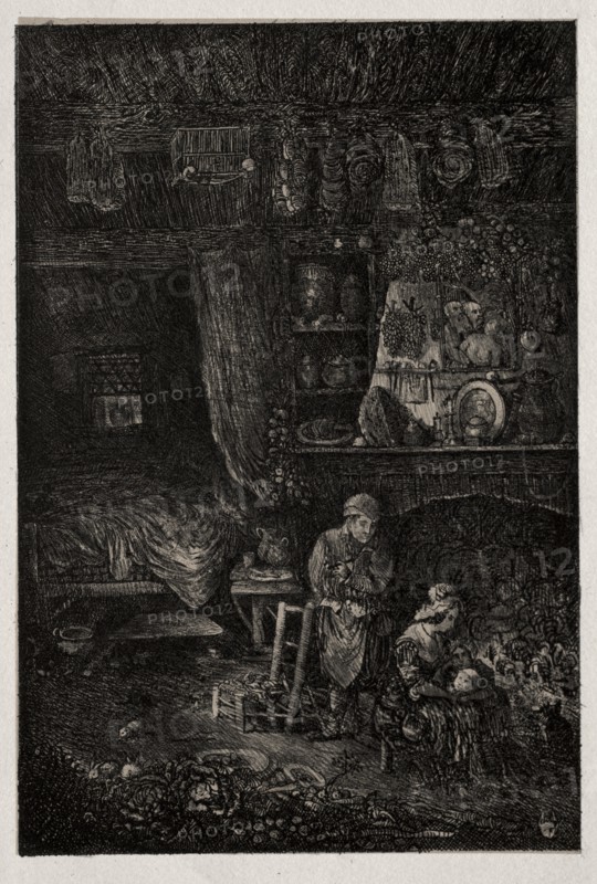 Flemish Interior, 1856. Creator: Rodolphe Bresdin (French, 1822-1885).