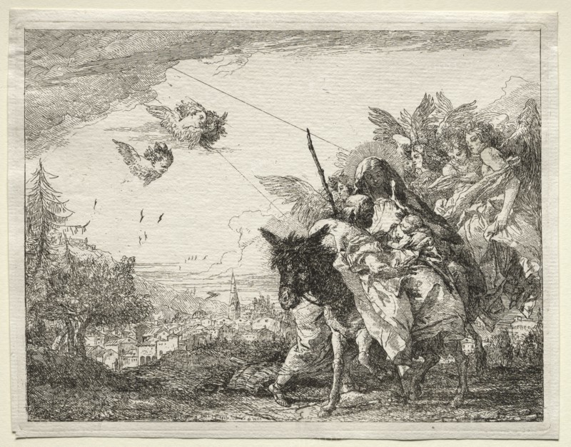 Flight into Egypt: Joseph Pausing to Gaze at the Infant Christ. Creator: Giovanni Domenico Tiepolo (Italian, 1727-1804).