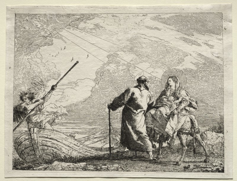 Flight into Egypt: The Holy Family Arriving at the Bank of the River. Creator: Giovanni Domenico Tiepolo (Italian, 1727-1804).