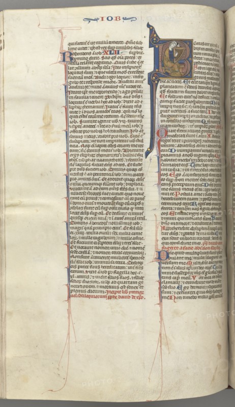 Fol. 214v, Psalm 1, historiated initial 8, David harping, c. 1275-1300. Creator: Unknown.