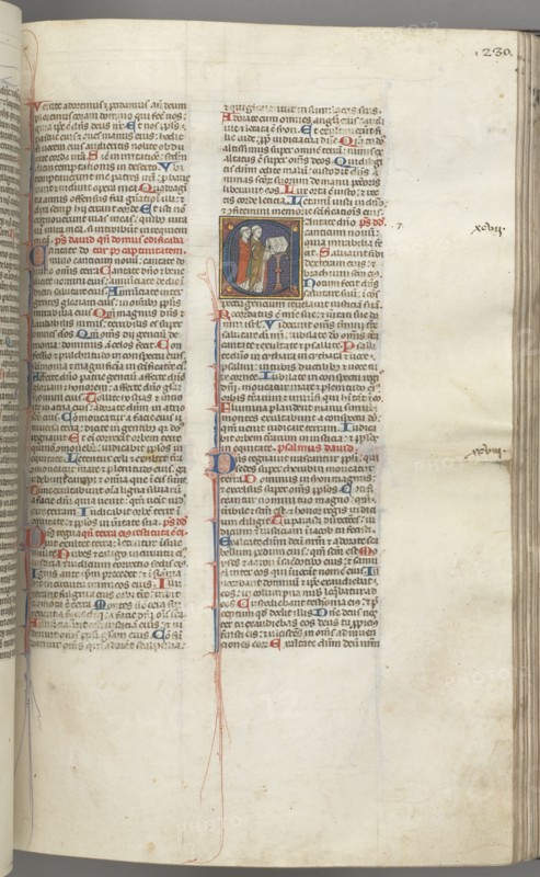 Fol. 230r, Psalm 97, historiated initial C, two clerics singing at a lectern. , c. 1275-1300. Creator: Unknown.