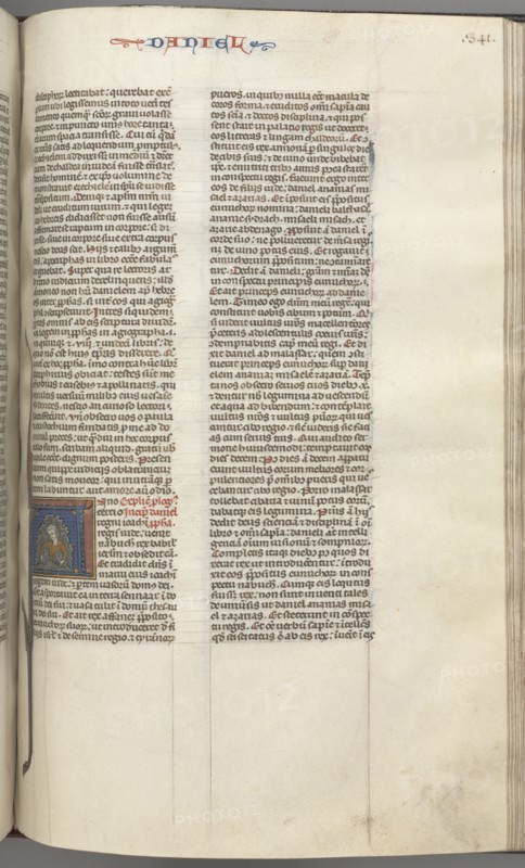 Fol. 341r, Daniel, historiated initial A, Daniel in the lions? den, c. 1275-1300. Creator: Unknown.