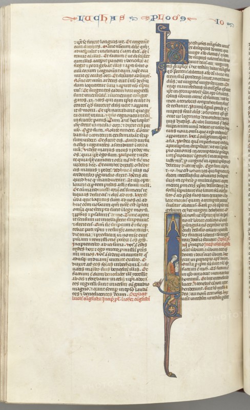Fol. 425v, John, historiated initial I, John seated writing, c. 1275-1300. Creator: Unknown.