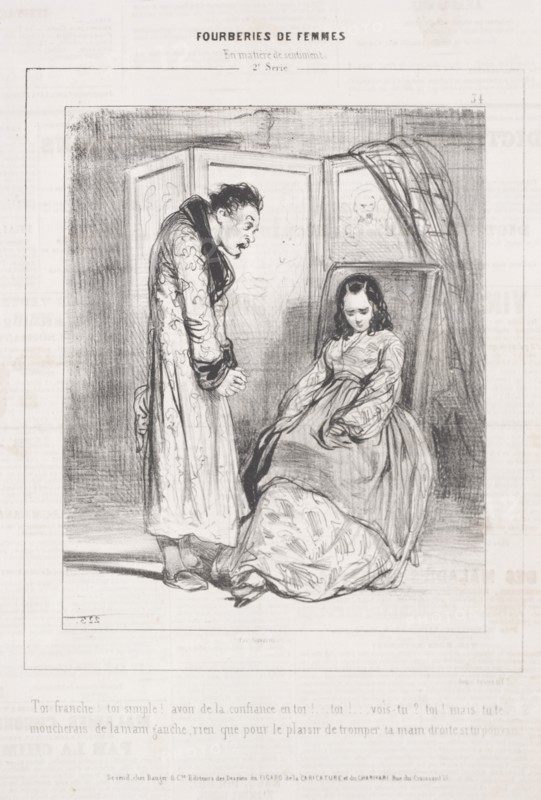 Fourberies de Femmes: En matière de sentiment, 1842. Creator: Paul Gavarni (French, 1804-1866).
